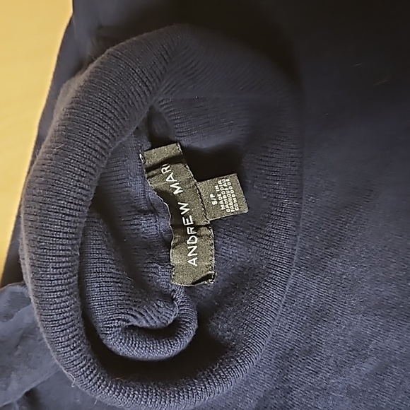 Andrew Marc Navy Knit Turtleneck Long Sleeve Shirt, size S - Picture 3 of 12